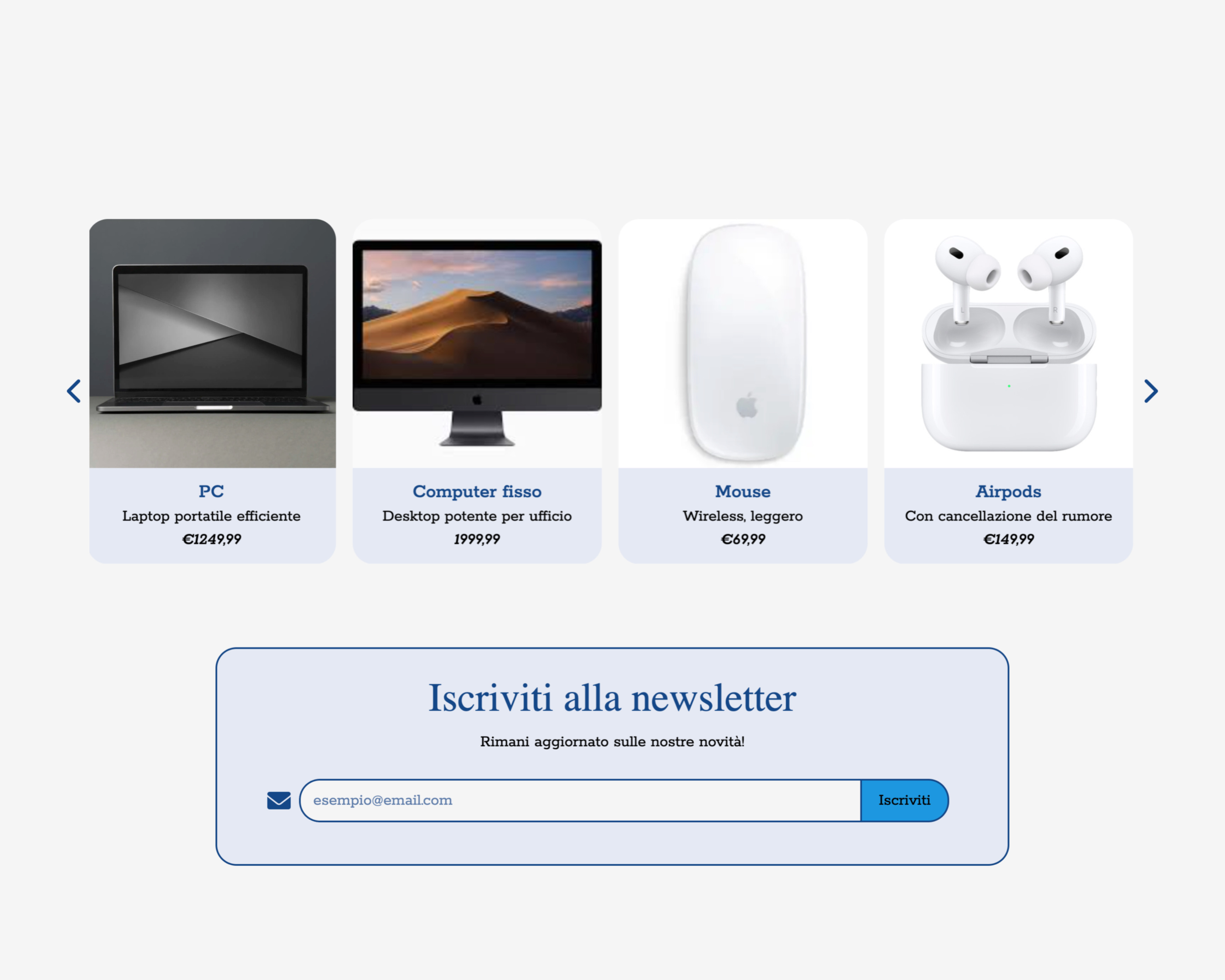 Esempio sito catalogo